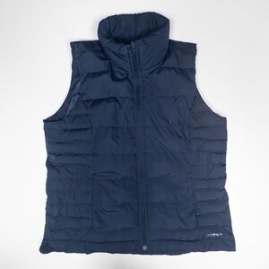 Lands' End Puffer Down Vest Full Zip Insulated Lightweight Navy Blue Fits Like L